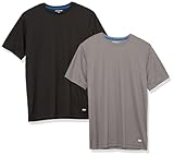 Amazon Essentials Men's Moisture Wicking Breathable Active Performance Tech Gym T-Shirts, Pack of 2, Black/Medium Grey, 5X-Large Big