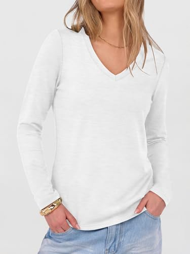 Image of ANRABESS Long Sleeve Shirts for Women Wrinkle Free V Neck Fall Top