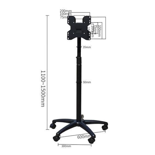 Soporte móvil para TV, ruedas con bloqueo, acero, ajustable miniatura 2