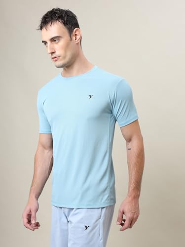Image of TECHNOSPORT Men's Slim Fit Polyester Activewear Sports T-Shirt with Moisture-Wicking Comfort for Workout, Running & Gym