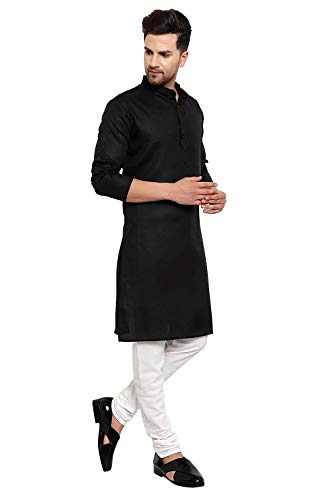 Image of weltpocket Men's Cotton Blend Solid Straight Kurta