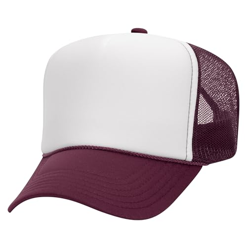 Image of OTTO Polyester Foam Front 5 Panel High Crown Mesh Back Trucker Hats in 97, Bulk, Wholesale
