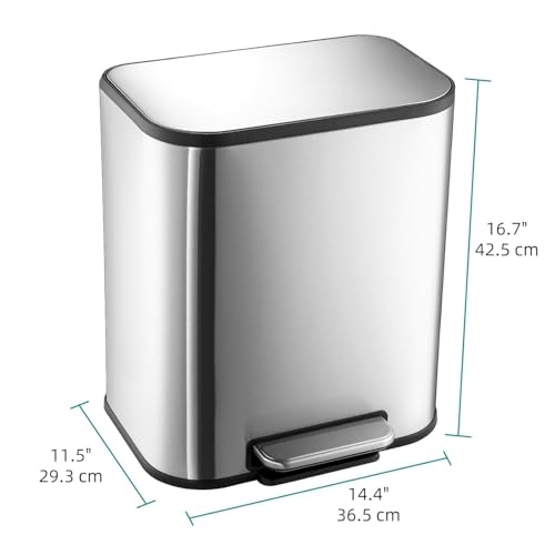 Caneca de basura rectangular acero inoxidable 20 L miniatura 3