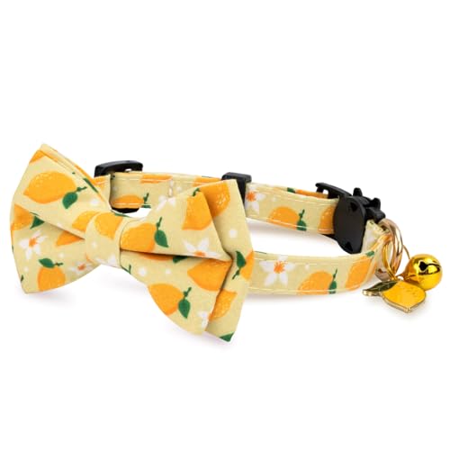 Gelwoo Pacote com 2 coleiras de algodão para gatos com gravata borboleta e sino para gatos machos e