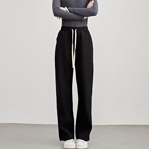 Running sheep ワイドパンツ レディース 裏起毛 ロング ズボン スラックス ゆったり カジュアル 厚手 ストレート フリース イージーパンツ 秋冬 の商品画像 5