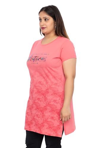 Image of Women Printed Cotton Tshirt with Side Slits & Pocket