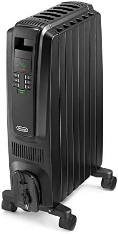 De'Longhi Oil-Filled Radiator Space Heater, Quiet 1500W, Adjustable Thermostat, 3 Heat Settings, Timer, Energy Saving, Safety Features