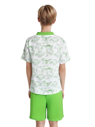 easyforever Kids Boys Quick-dry Sports Outfit Moisture-wicking T-shirt Athletic Shorts For Basketball Running Workout Green Dinosaur 2-3 Years2
