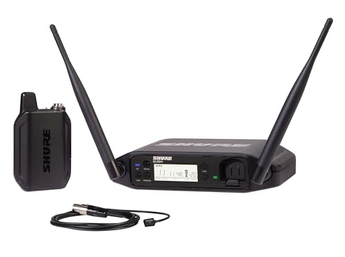 Shure GLXD14+/93 Dual Band Pro Digital Wireless Microphone System for Interviews, Presenting, Theater - 12-Hour Battery Life, 100 ft Range | WL93 Lavalier Mic, Single Channel Receiver (GLXD14+/93-Z3)