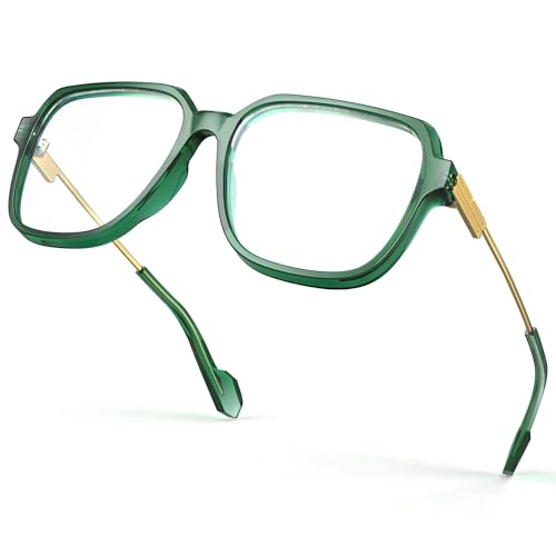 Image of VISOONE Oversized Blue Light Blocking Glasses with Chic Square TR90 Frame and Metal Temple for Women Men Ryan