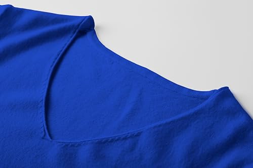 Image of SANGTREE Women's Short Sleeve Sweaters V Neck Casual Knit Pullover Tops | Perfect as a lightweight sweater for spring /summer or as a layering piece. Ideal for office, daily, holiday, home etc