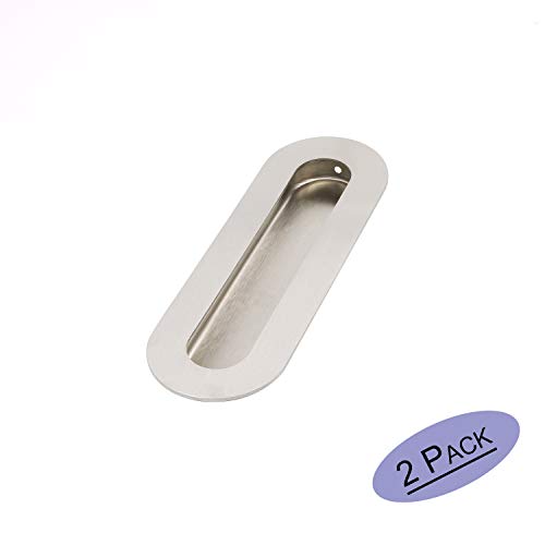 Goldenwarm Poignée de porte coulissante ovale dissimulée, vis dissimulées, acier inoxydable satiné, 120 mm x 40 mm x 14 mm