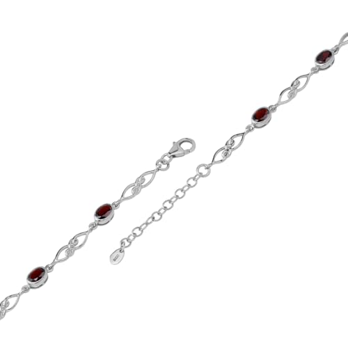 Image of Silvershake Birthstone Gemstones White Gold Plated or Yellow Gold Plated 925 Sterling Silver Scroll /Filigree Celtic Knot Weave 7.25 to 8.75 Inch with Adjustable Extension Bracelet Jewelry for Women