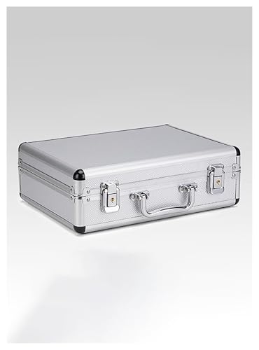 Caja de herramientas de aluminio con cerradura e inserto de espuma - Caja multifuncional con asa for guardar piezas, medicamentos y cosméticos(Silver,35x25x12cm)
