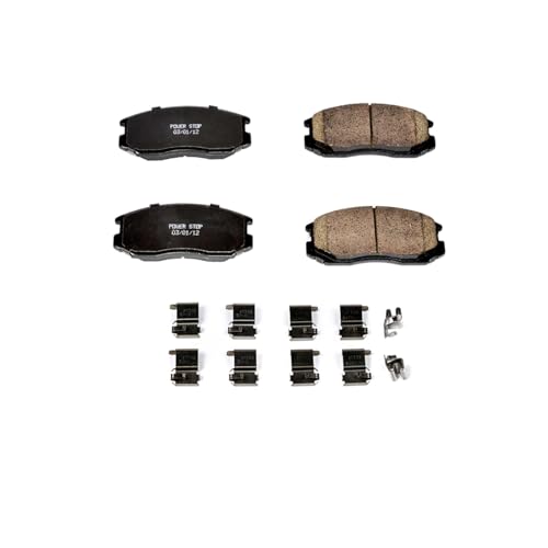 Image of PowerStop Front Brake Pads for Eagle Summit 1991-96 |Mitsubishi Mirage 1990-00 |Plymouth Colt 1991-94 - Z17 Ceramic Brake Pads with Installation Hardware, 17-602