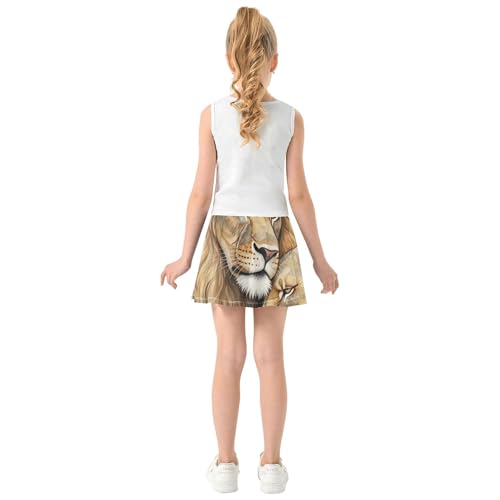 African Animal Lion Brown Skirts with Shorts Cute Comfy Girls Skorts Athletic Shorts Flowy Skort 4t4