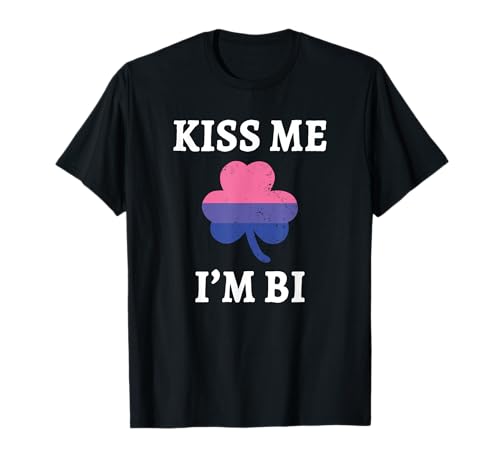 Kiss Me I'm Bi St Patrick's Day LGBTQ Pride Bandiera Bisessuale Maglietta