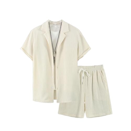 Ensemble vacances homme en textile texturé premium et chemise d'été
