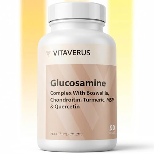 Glucosamine and Chondroitin High Strength & MSM | Glucosamine HCl Complex with Boswellia, Turmeric, L-Methionine & Quercetin | Joint Care Supplements for Women & Men | 90 Capsules | VitaVerus
