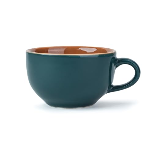 Image of Shay Large Ceramic Coffee Cup, 1pc, Teal Green, 320ml | Cappuccino Cup | Glossy Finish | Premium Porcelain Coffee Mug | Microwave Safe (XL Cuppa 1pc - Teal Green)