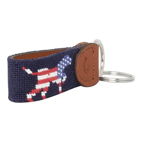 Image of Leather Hand-Stitched Needlepoint Key Fob or Key Chain