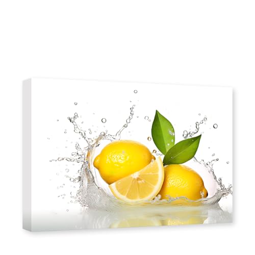 CXHOSTENT Fruit Canvas Wall Art Kitchen Wall Decor Lemon Splash