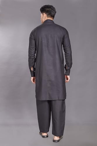 Image of DIVISIVE Men's Cotton Blend Pathani Kurta Pyjama Set