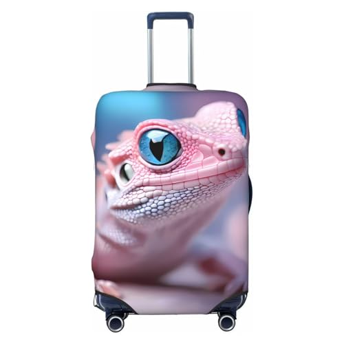 Pink Lizard Print Luggage Cover Elasticated Suitcase Covers TSA Approved Stylish Scratch Washable Resistant Case Protector for Kids and Adults