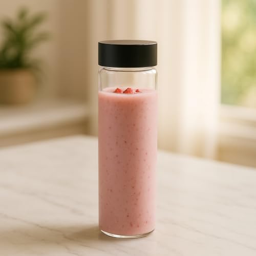 Image of 750ml Glass Water Bottle Wide Mouth with Black Cap Leak-Proof BPA-Free Clear Glass Bottle Storage for Juice, Detox, Milk, Shakes & Infused Drinks Fridge-Safe Reusable Drinking Water Bottle
