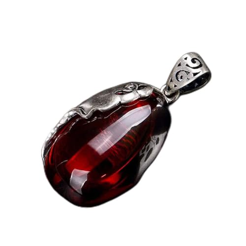 Collier en argent sterling S925 et pendentif grenat au style palais rétro