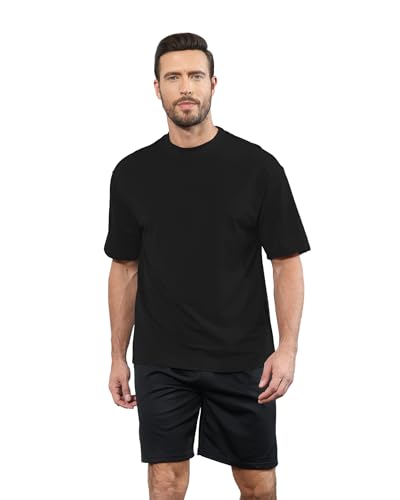 Mens Oversize Short Sleeve T-Shirts Loose Fit Solid Color Lightweight Tee Shirt Athletic Dry Fit Top4