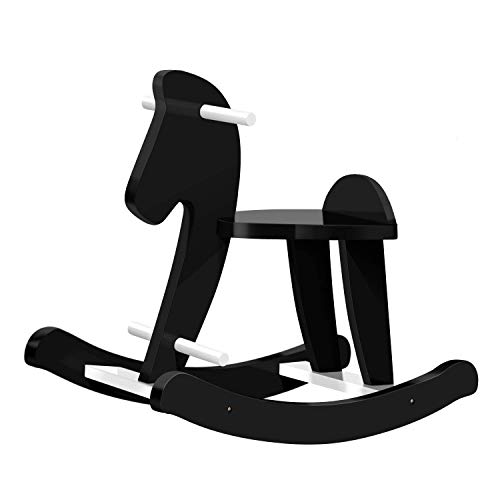 Labebe Bebé Mecedora Madera Negro,Caballo Negro bebé1-3 años, Bebé Mecedora Animal / Mecedora Niños / Animal Swing / Caballito / Bebé Caballo Mecedora Caballo pequeño
