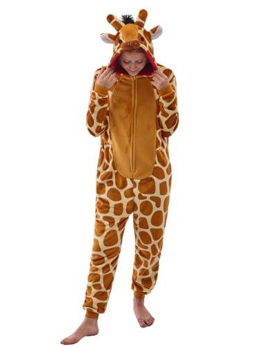 NEWCOSPLAY Unisex Adult Giraffe Onesie Pajamas Animal One Piece Halloween Costume Cosplay Sleepwear (Giraffe Small)