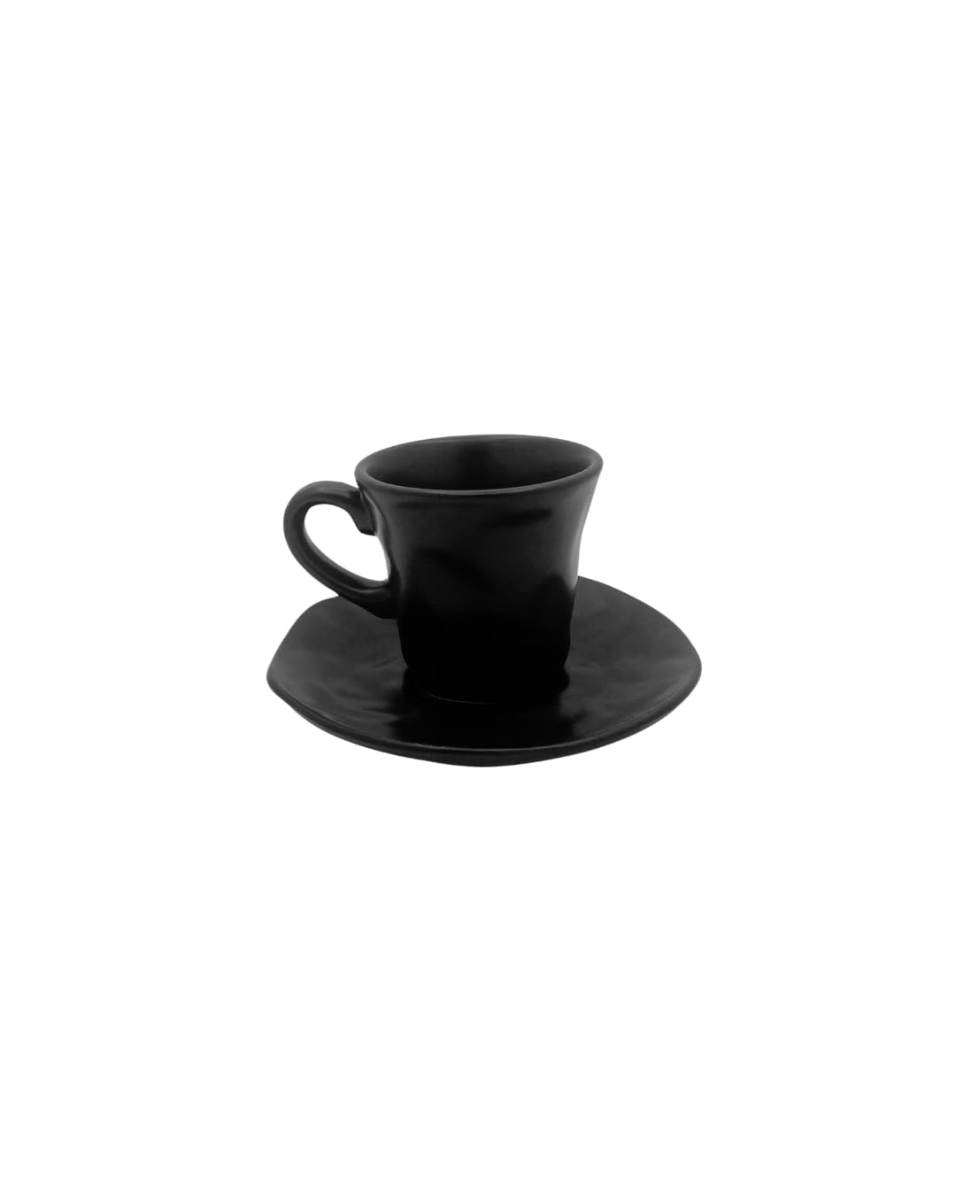 Organic Nero – Set 6 Tazzine da Caffè con 6 Piattini, Per 6 Persone, in Stoneware, finitura opaca effetto artigianale – moderne, resistenti, lavastoviglie e microonde.