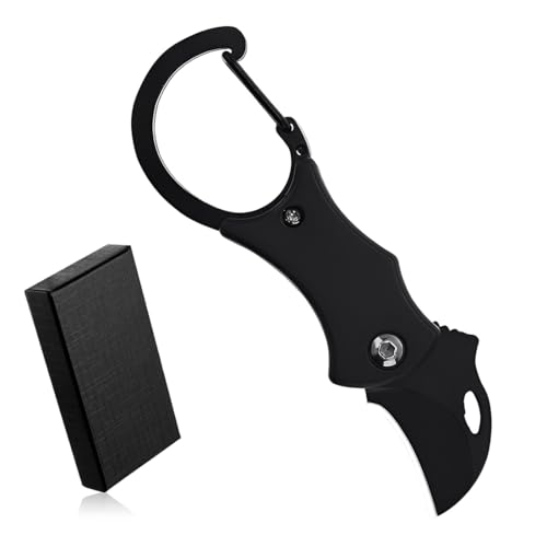 BLPRKOT Coltello da Caccia, Lama in Acciaio Inossidabile con Rivestimento in Titanio, Coltello Pieghevole in Acciaio inox, Multifunzione - Ideale Strumento Tascabile per il Campeggio, Pesca