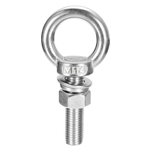 Image of uxcell Lifting Eye Bolt, 1 Set M14 x 60mm Eye Bolt with Nut Washer 304 Stainless Steel Shoulder Lifting Ring Eye Bolt for Hanging Item