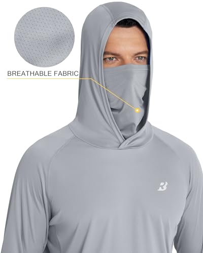 Roadbox Men's UPF 50+ Hooded Fishing Shirts Long Sleeve Sun Protection Hoodie, Hiking Running Swimming Rash Guard with Mask4