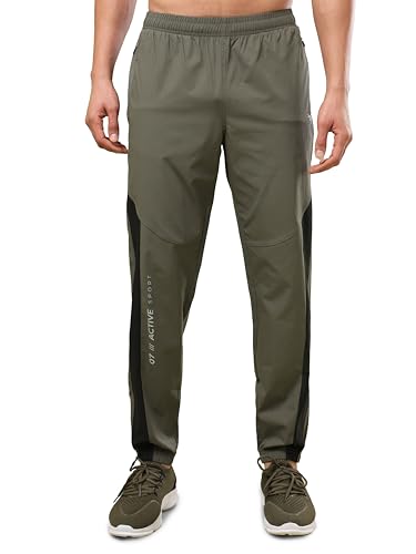 Image of TECHNOSPORT Men's Colorblock Slim Fit Sports Joggers TECHNOLITE Lightweight Active Track Pants Quick Dry Stretch Gym Running Training Fitness Activewear