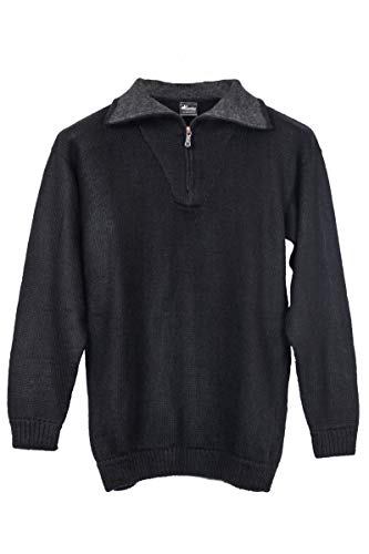 Gamboa Zippered Turtleneck Alpaca Sweater (Medium, Black)