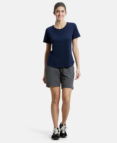 Image of Jockey AW88 Women Super Combed Cotton Rich Relaxed Fit Solid Curved Hem Styled Half Sleeve T-Shirt