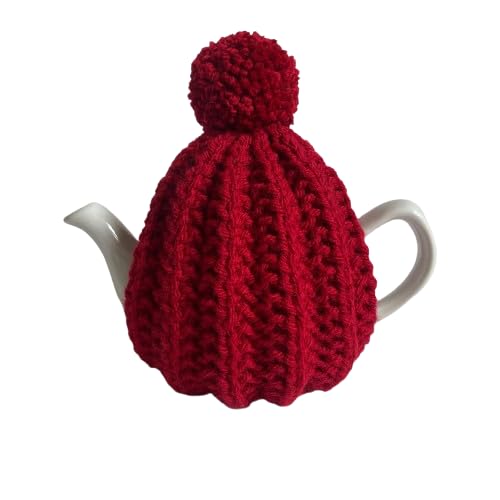 Small Red Pompom Tea Cosy, Fits 1 to 2 Cup Teapot