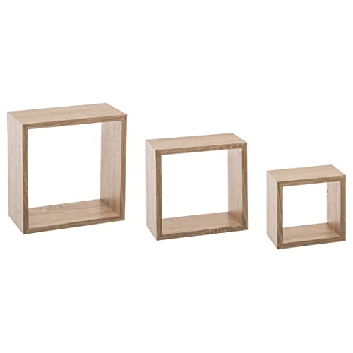 5 Five Simply Smart Lot DE 3 ÉTAGÈRES MURALES Cube Chene (: L.15xP.9xH.15cm L.20xP.9xH.20cm L.25xP.9xH.25cm)