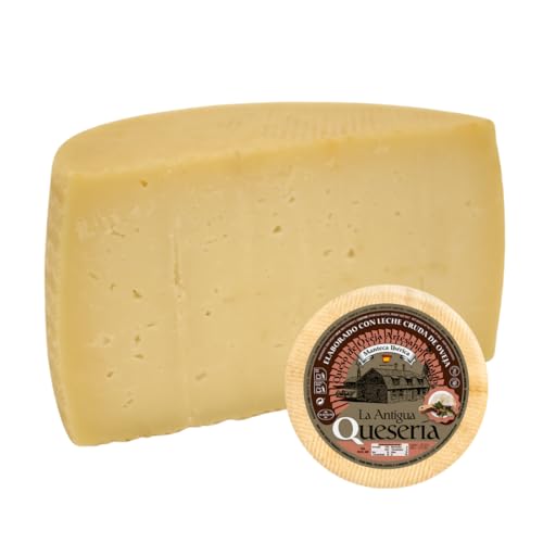 La Antigua Quesería Queso Artesano Curado de Oveja con Leche Cruda, Madurado con Manteca Ibérica, Curación Mínima 6 Meses, MEDIO QUESO 1,5 kg (Aprox)