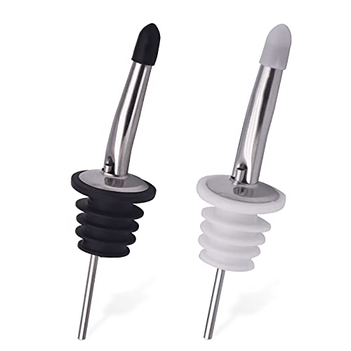 tTtAa 2 Botes de Vasos para Bebidas alcohólicas, Aceite Vino, uno en Negro y Blanco, Boquilla para Bebidas, Boquilla para Aceite, Acero Inoxidable Cover