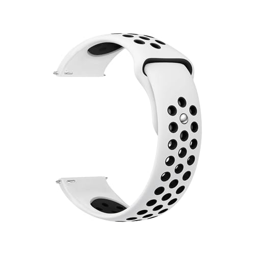 Image of TECHONTO Soft Silicone 22mm Watch Band Strap with Rust-Free Button Compatible with Amazfit GTS 2 Mini, Bip, GTS, Samsung Galaxy Watch 4 & Watch 5 (White & Black)