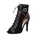 Suwequest Free Dance Shoes Black High Heels Party Women Slipery Sandals Street Booties Black Heel 9.5cm 42
