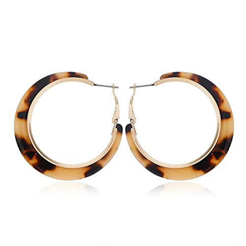 Retro Simple Acrylic Hoop Earrings for Women Unique Tortoise Resin Earrings Bohemia Statement Dangle Earring Studs for women