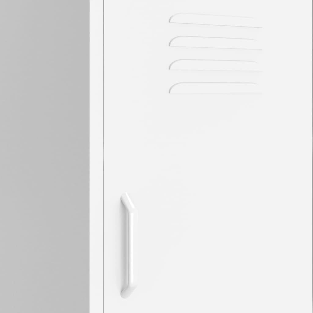 Armario de almacenamiento blanco de acero 42,5 x 35 x 101,5 cm con 2 estantes ajustables en altura y niveladores, armario multiusos para oficina, salón, pasillo, garaje, taller, espacio de