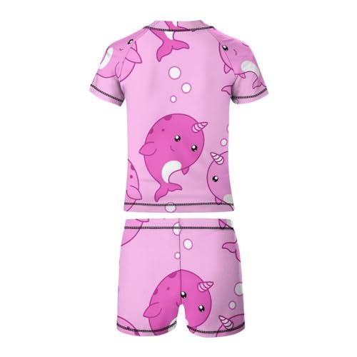 Cute Narwhal PatternsChildren's Swimsuits Boys Two Piece Suit7-9Y（120cm）3