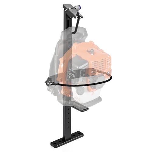 SDSNTE Backpack Blower Rack with Lock for Trailer Heavy-Duty Thickened Steel Mount Fits 22-26 Blowers Anti-Theft Design for Open Trailers or Garage Storage Black